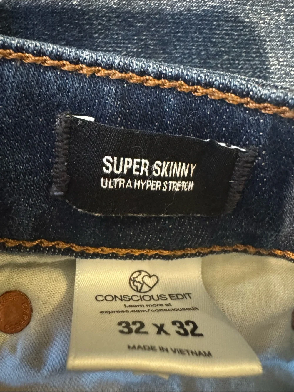Express Men’s Super Skinny Ultra Hyper Stretch Jeans – Size 32x32 - 2 pairs